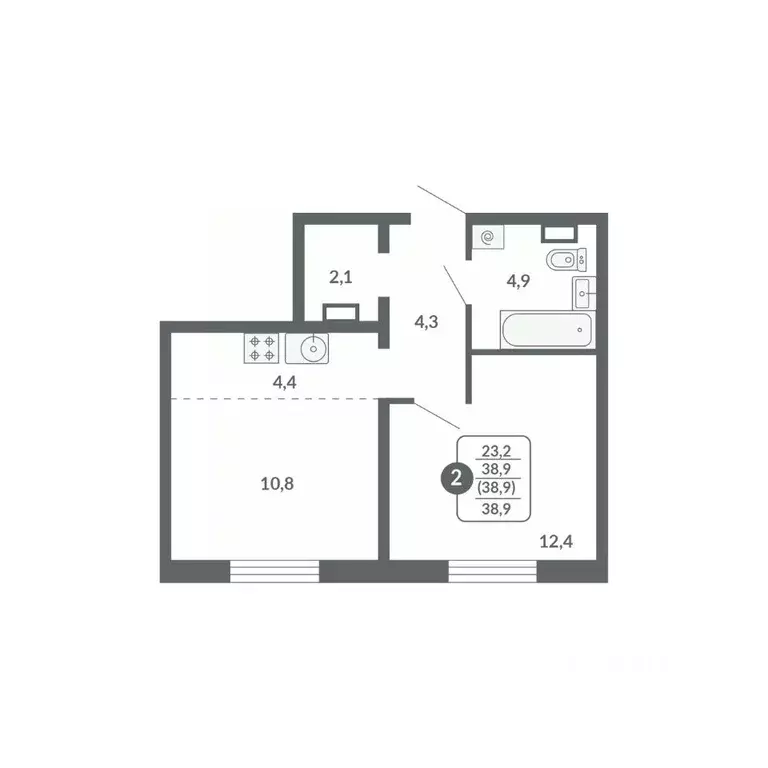 2-к кв. Кировская область, Киров ул. Потребкооперации, 34 (38.9 м) - Фото 0