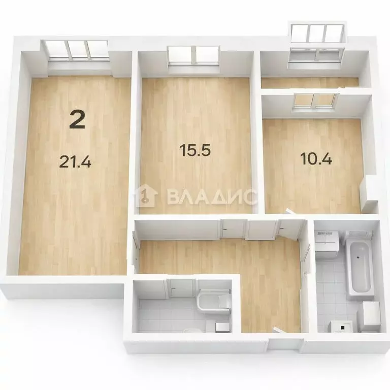 2-комнатная квартира: Москва, улица Светланова, 11к1 (61.7 м) - Фото 1