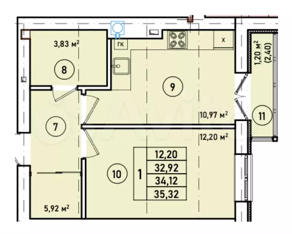 1-к. квартира, 34 м, 4/7 эт. - Фото 1
