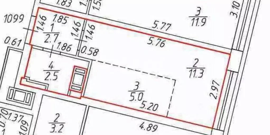 Студия Санкт-Петербург наб. Миклухо-Маклая, 3к1 (21.5 м) - Фото 2
