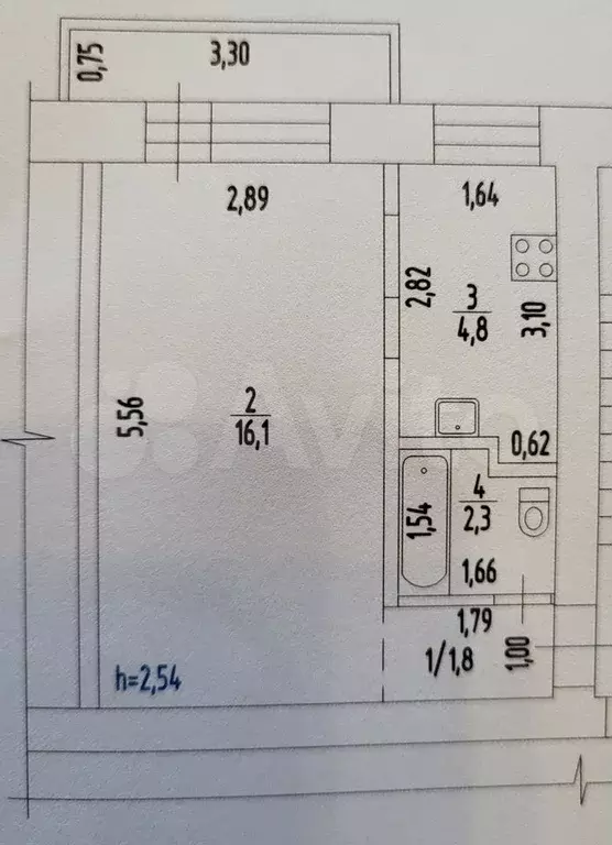 1-к. квартира, 25 м, 4/5 эт. - Фото 0