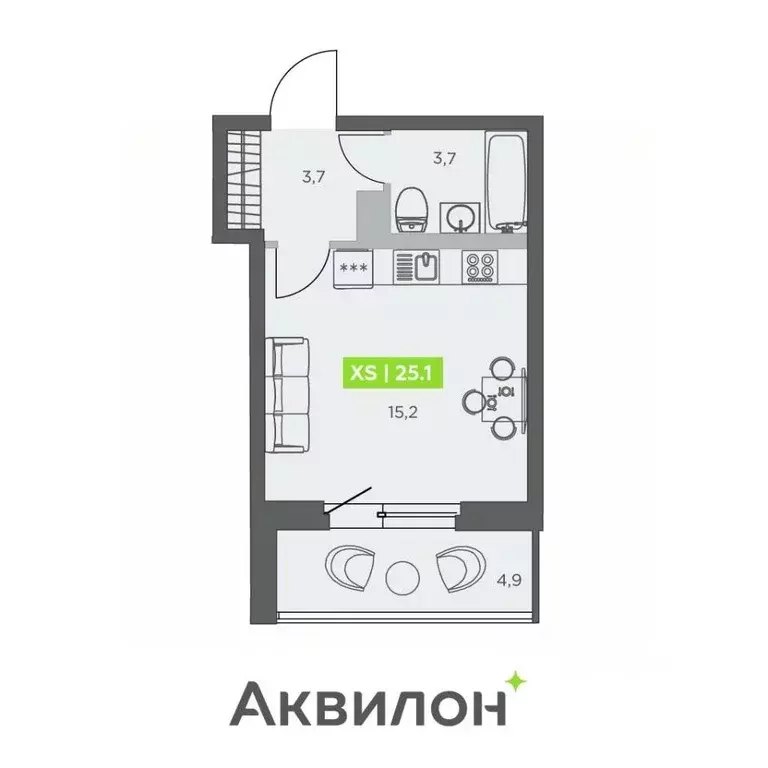 Студия Санкт-Петербург бул. Головнина, 4 (25.1 м) - Фото 1