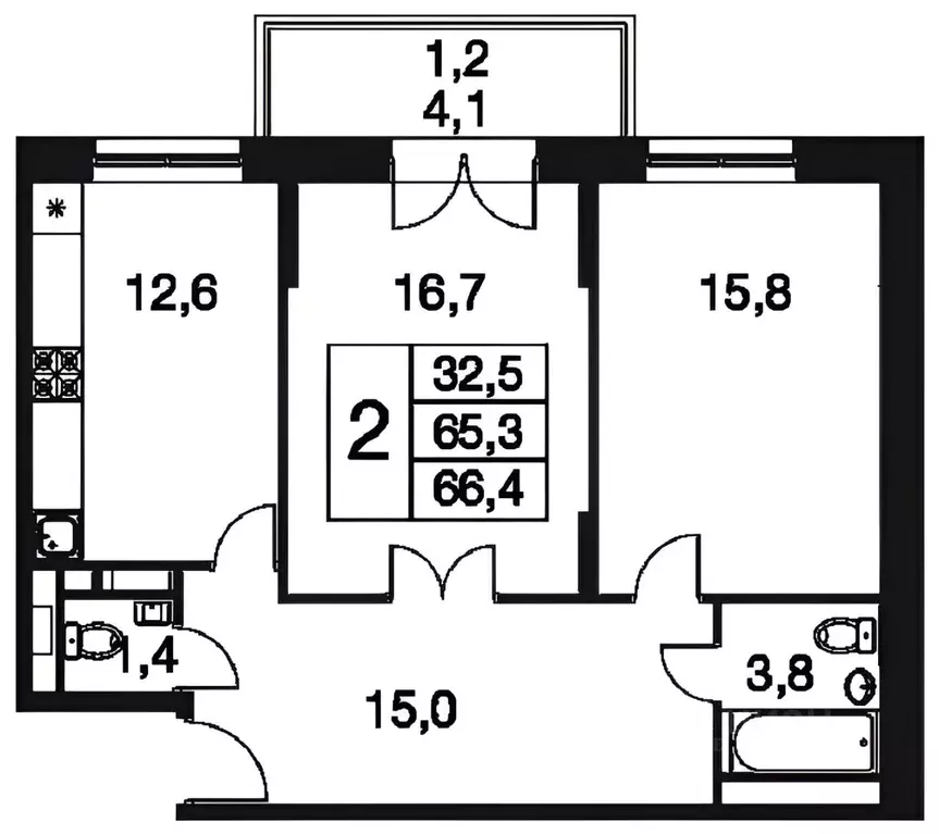 2-к кв. Московская область, Котельники ул. Кузьминская, 5 (66.9 м) - Фото 2