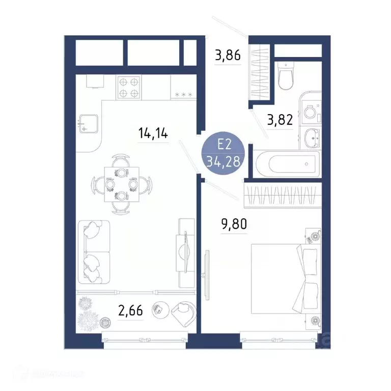 1-к кв. Рязанская область, Рязанский муниципальный округ, с. Дядьково ... - Фото 1