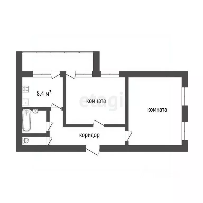 2-к кв. Белгородская область, Белгород ул. Калинина, 1 (55.2 м) - Фото 2