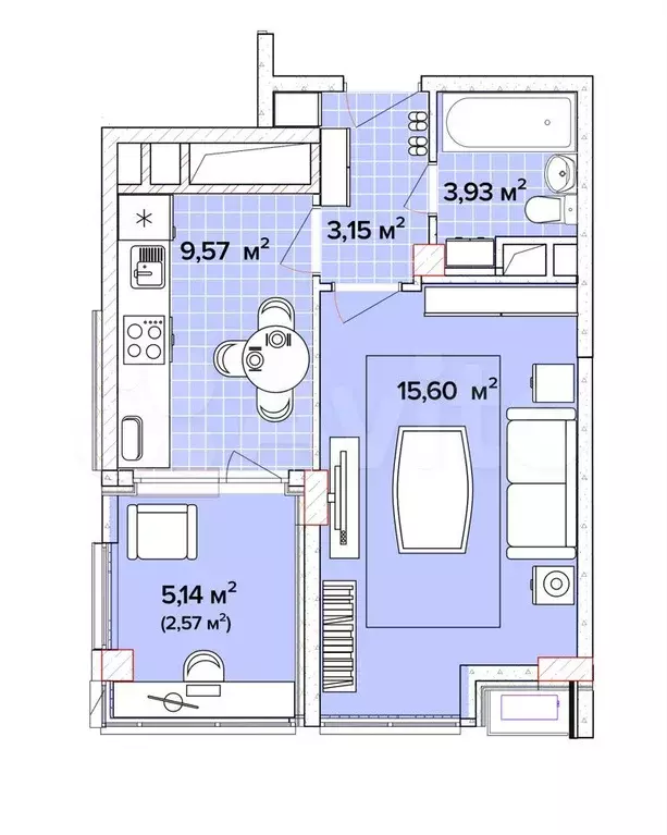 1-к. квартира, 35 м, 5/9 эт. - Фото 0