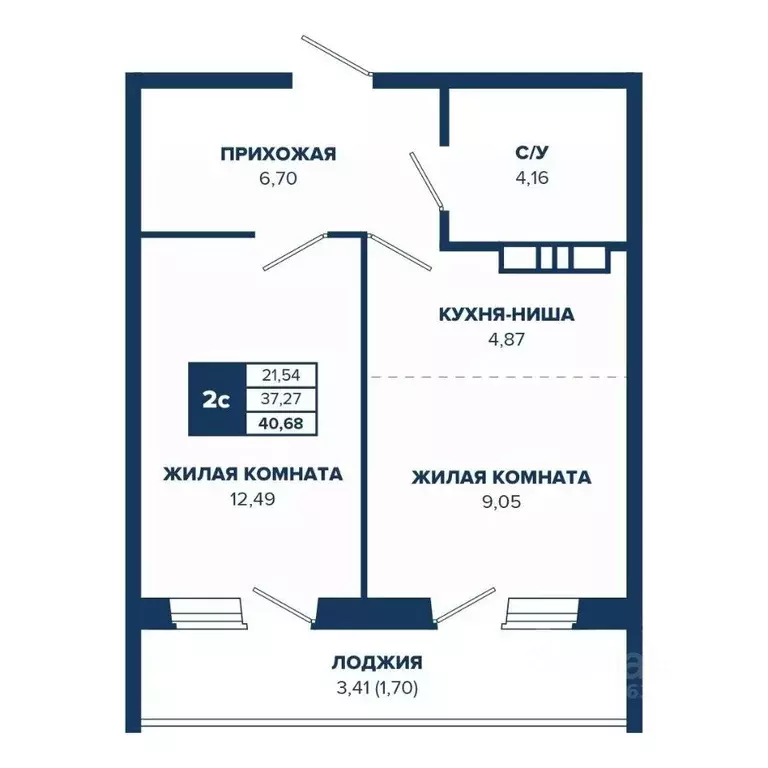 2-к кв. Новосибирская область, Новосибирск Знаменский кв-л,  (40.68 м) - Фото 0