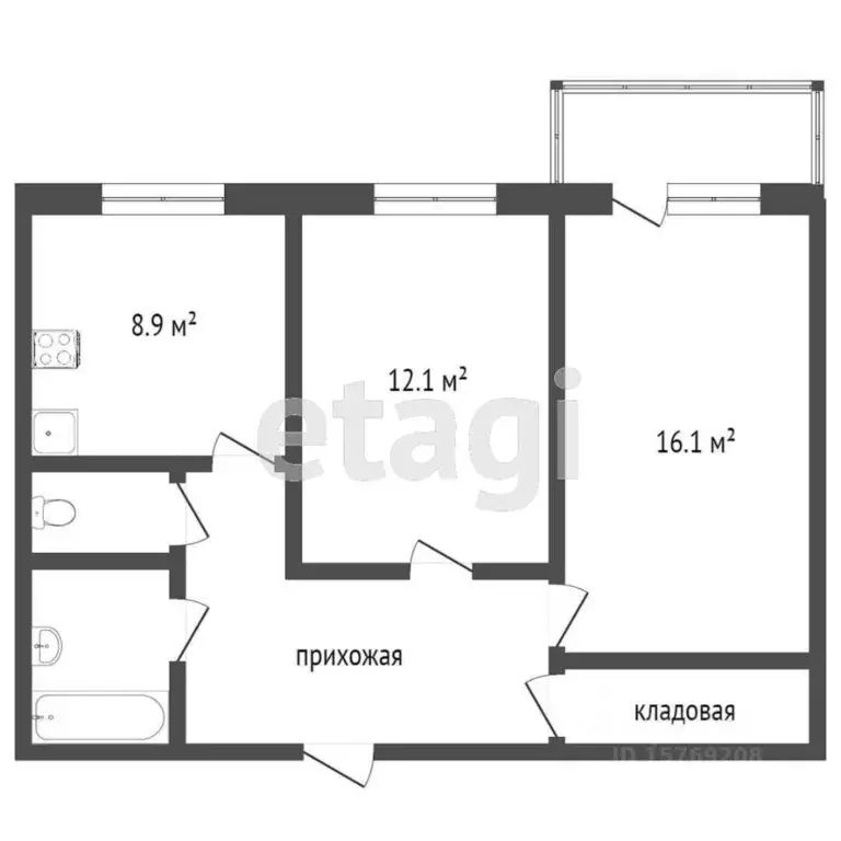 2-к кв. Коми, Сыктывкар ул. Кутузова, 5 (51.9 м) - Фото 1