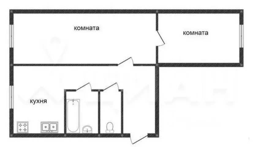 2-к кв. Белгородская область, Валуйки ул. Щорса, 7 (44.1 м) - Фото 1