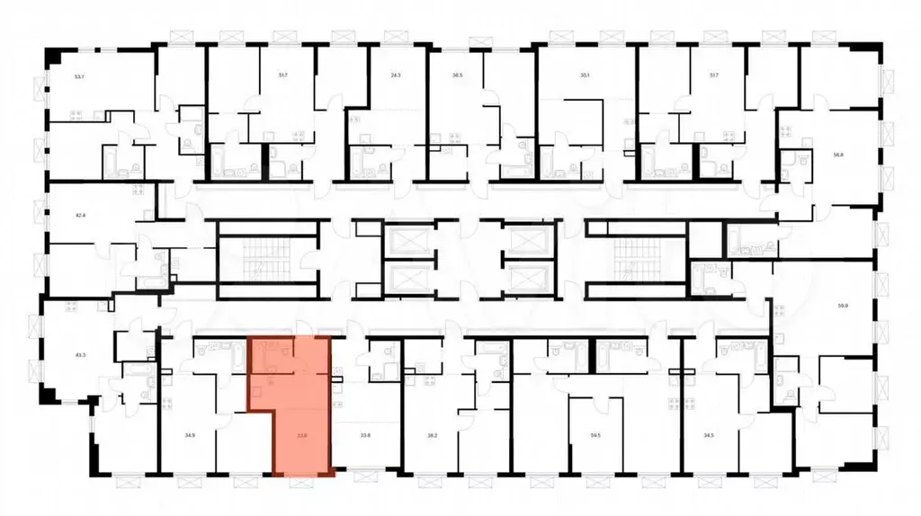 Квартира-студия, 23,6м, 13/25эт. - Фото 1