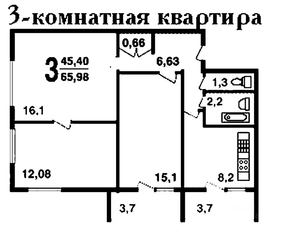 3-к кв. Тульская область, Тула ул. Кирова, 10 (65.0 м) - Фото 1