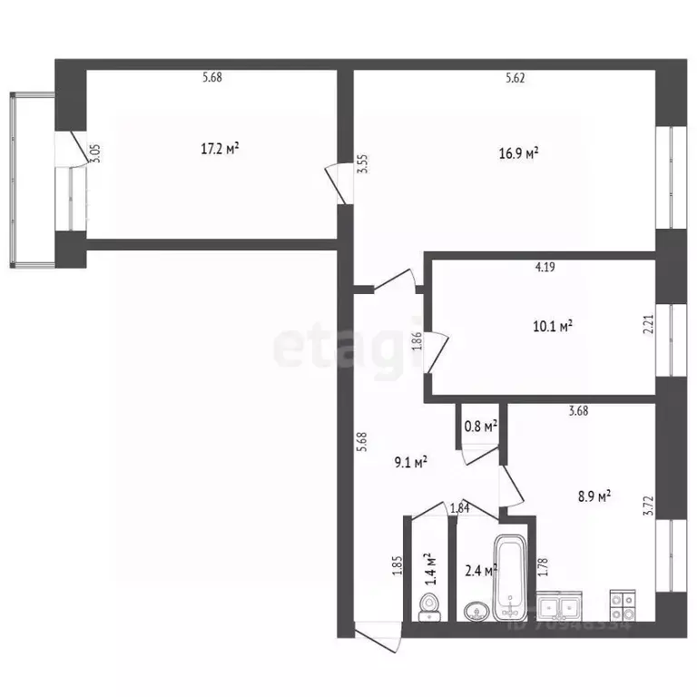 3-к кв. Свердловская область, Талицкий городской округ, пос. Троицкий ... - Фото 2