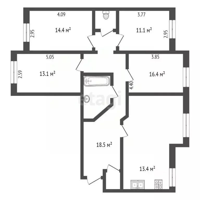 4-к кв. Ярославская область, Ярославский муниципальный округ, пос. ... - Фото 2