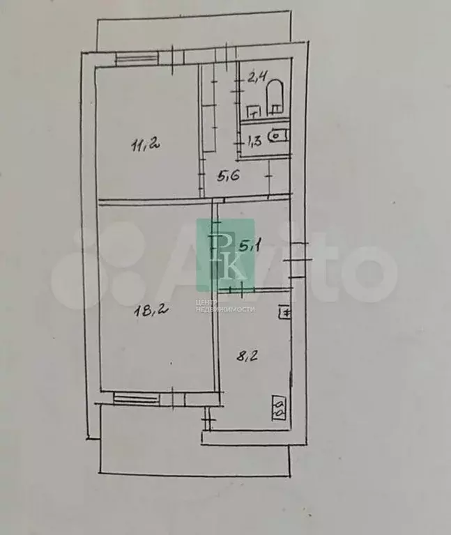 2-к. квартира, 56,7 м, 5/5 эт. - Фото 0