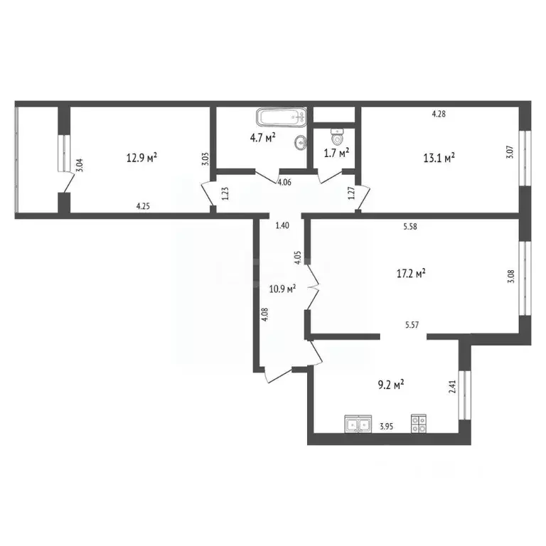 3-к кв. Хабаровский край, Хабаровск Краснореченская ул., 165А (69.7 м) - Фото 1