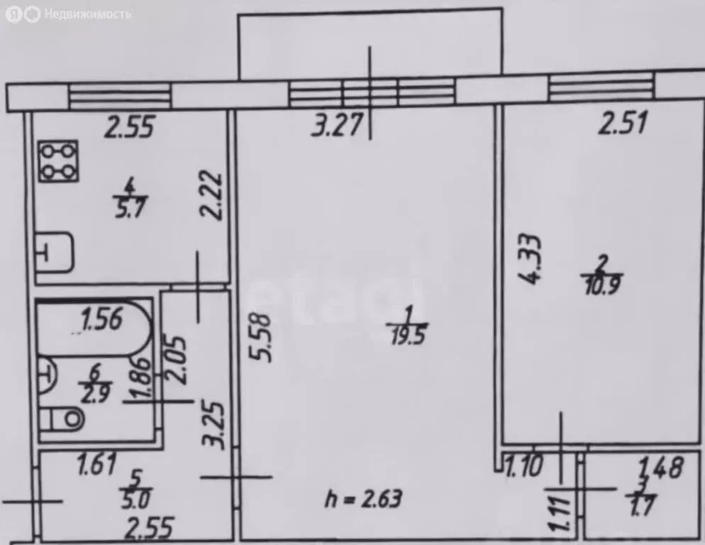 2-комнатная квартира: Казань, улица Декабристов, 108 (44 м) - Фото 1