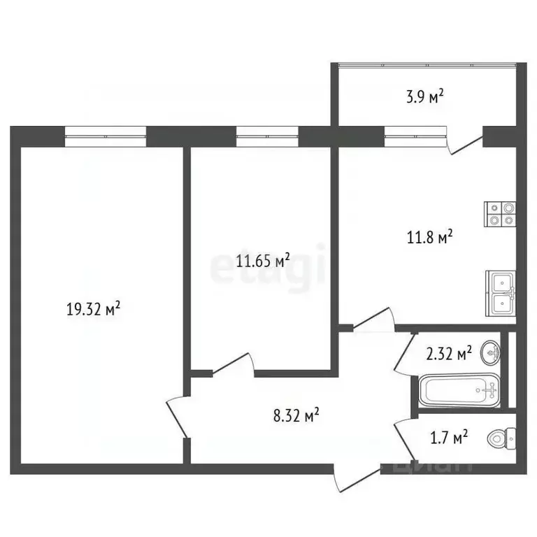 2-к кв. Ростовская область, Батайск пер. Талалихина, 30к1 (58.0 м) - Фото 1