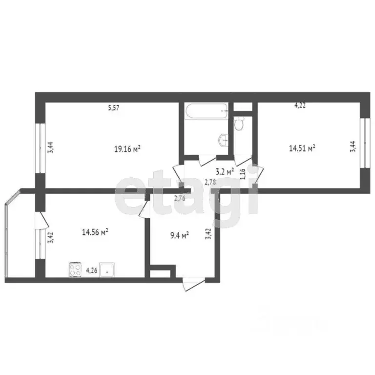 2-к кв. Тюменская область, Тюмень Широтная ул., 190к4 (66.0 м) - Фото 2