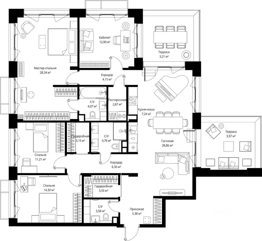 4-к кв. Московская область, Одинцовский городской округ, д. Ликино, ЖК ... - Фото 2