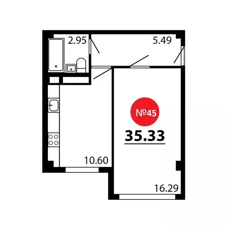 1-комнатная квартира: Симферопольский район, село Перово (35.33 м) - Фото 0