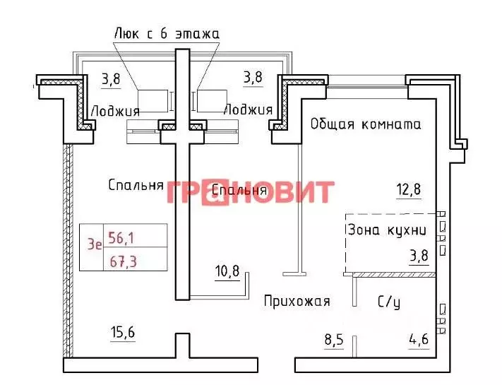 3-к кв. Новосибирская область, Новосибирский район, Мичуринский ... - Фото 1