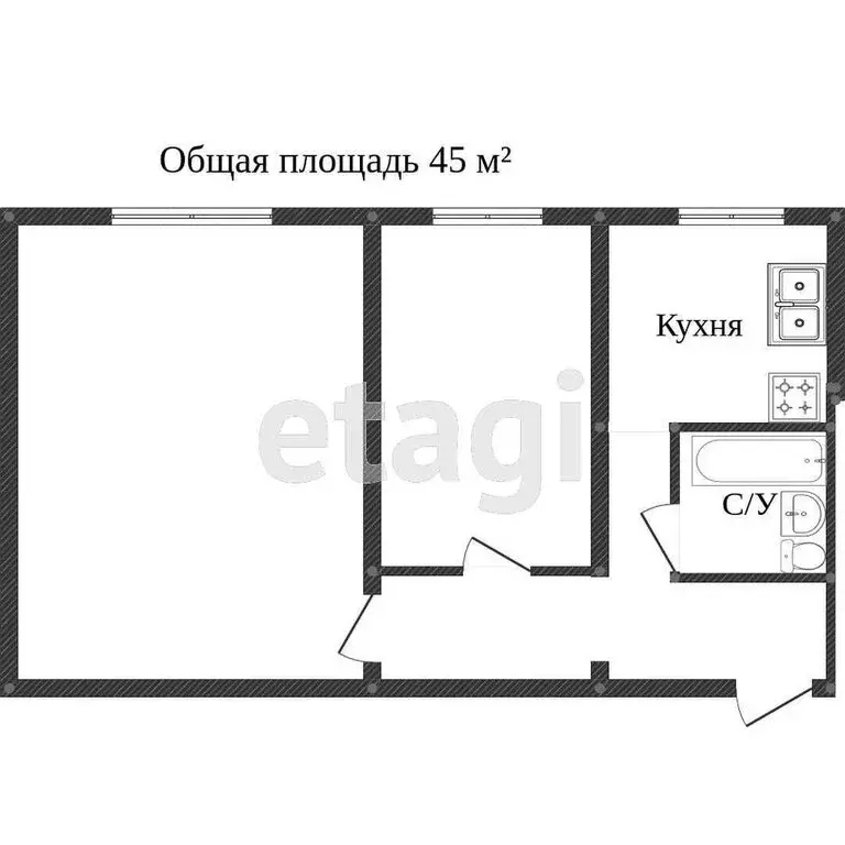2-комнатная квартира: город Светлый, Калининградская улица, 4 (45 м) - Фото 1