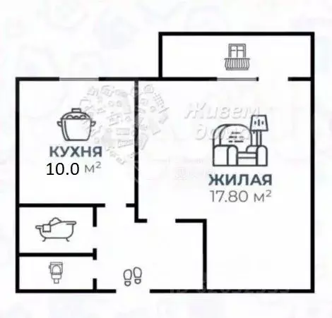 1-к кв. Волгоградская область, Волгоград ул. Репина, 1 (37.0 м) - Фото 2