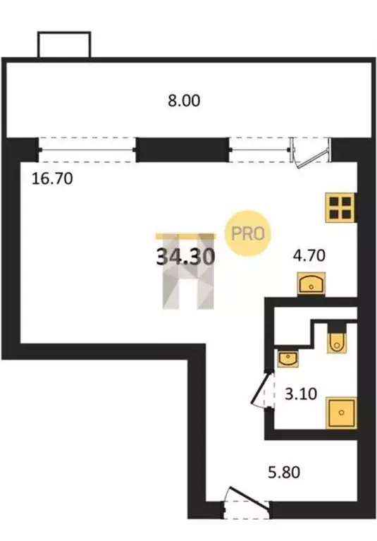 Продаётся квартира-студия, 34.3 м - Фото 1