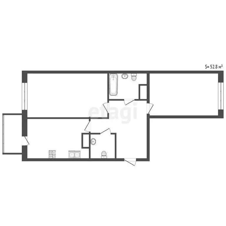 2-комнатная квартира: Бугры, Тихая улица, 17 (52.8 м) - Фото 0