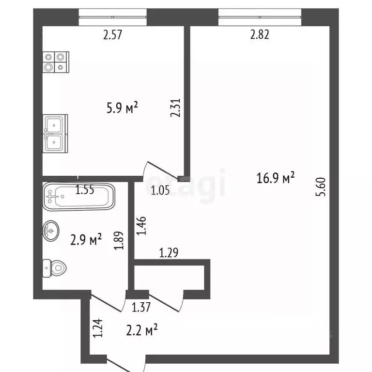1-к кв. Самарская область, Самара ул. Буянова, 14а (28.6 м) - Фото 2