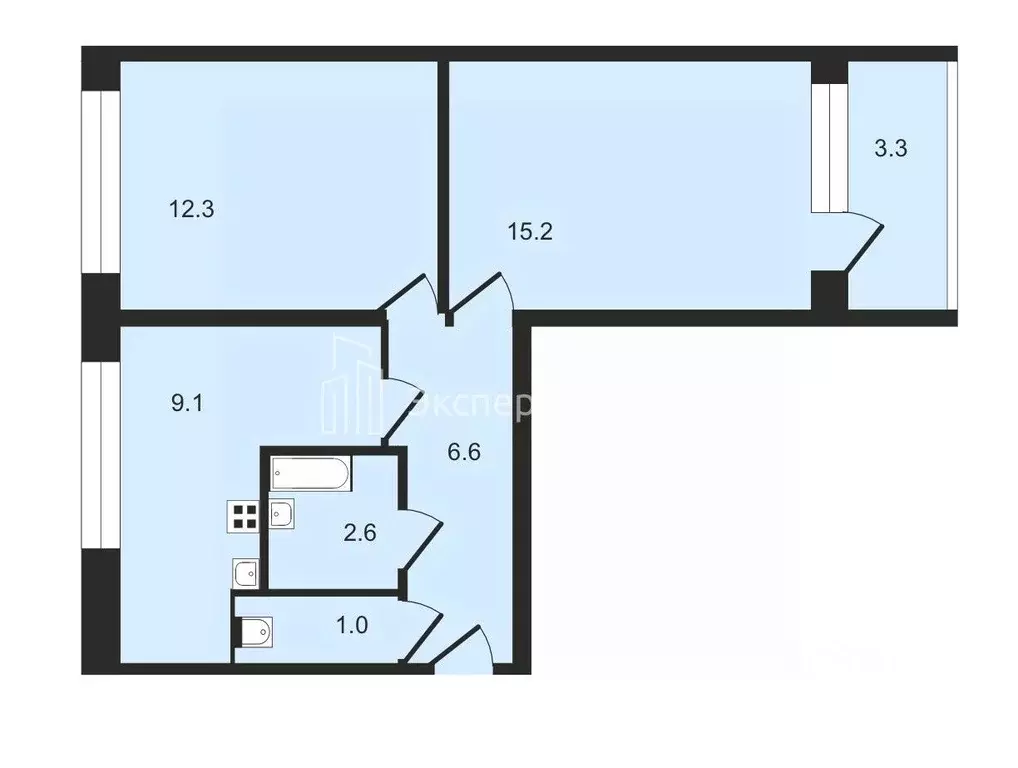 2-к кв. Санкт-Петербург просп. Солидарности, 12к2К (50.1 м) - Фото 1