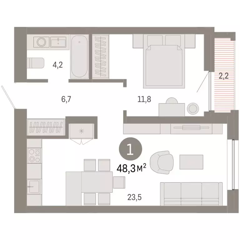 1-комнатная квартира: Екатеринбург, жилой район Юго-Западный, жилой ... - Фото 2