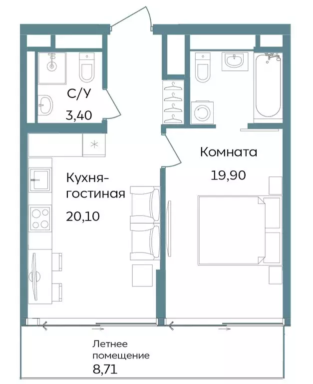 2-комнатная квартира: Республика Крым, Саки (52.11 м) - Фото 1