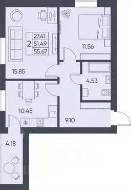 2-к кв. Саратовская область, Татищево рп  (55.67 м) - Фото 0