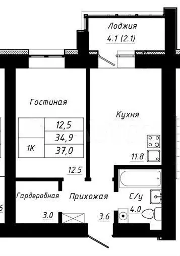 1-к. квартира, 37 м, 7/10 эт. - Фото 1