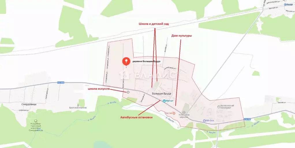 Участок в Ленинградская область, Волосовский район, д. Большая Вруда 3 ... - Фото 1