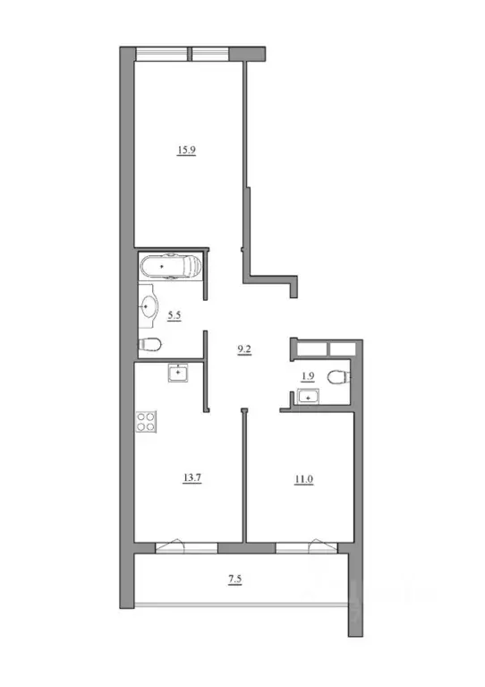 2-к кв. Санкт-Петербург Манчестерская ул., 3 (58.0 м) - Фото 1