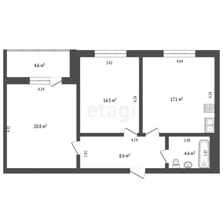 2-к кв. Ростовская область, Таганрог Кленовая ул., 26к2 (73.0 м) - Фото 1