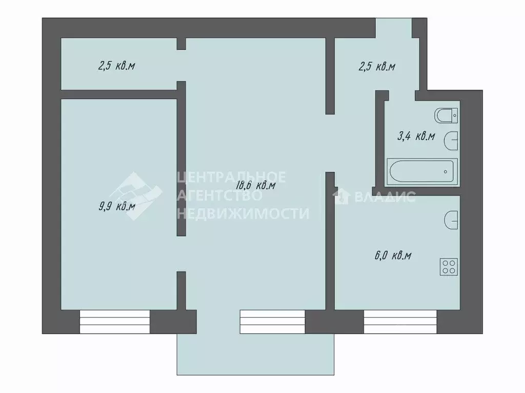 2-к кв. Рязанская область, Рязань ул. Фирсова, 10 (42.4 м) - Фото 2