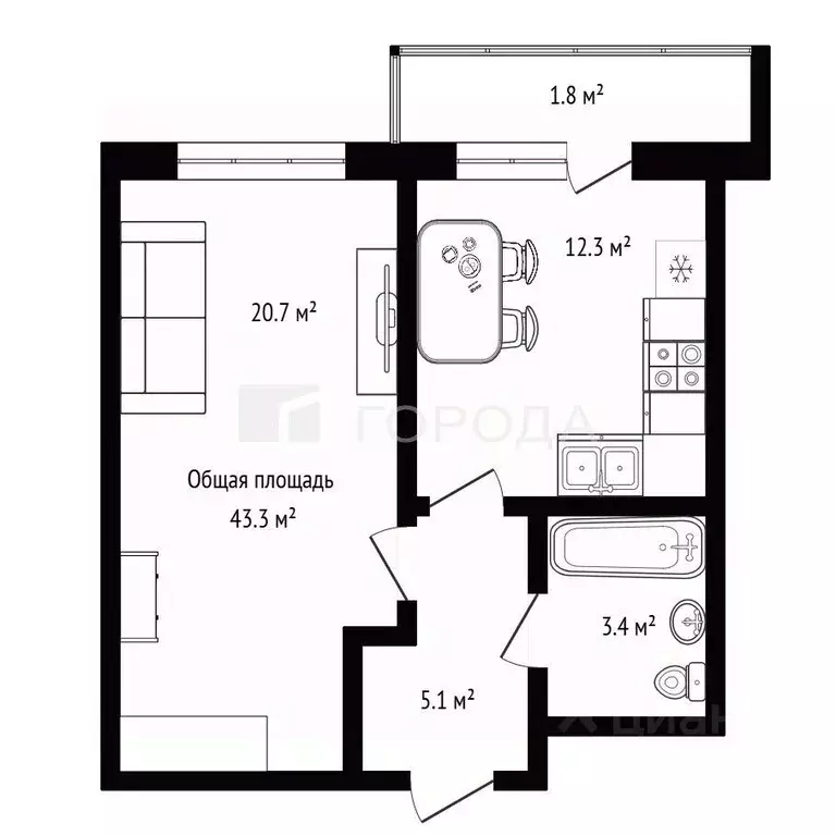 1-к кв. Новосибирская область, Новосибирск ул. Сибиряков-Гвардейцев, ... - Фото 2