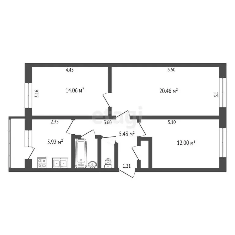 3-комнатная квартира: Туапсе, улица Фрунзе, 28 (61.6 м) - Фото 0