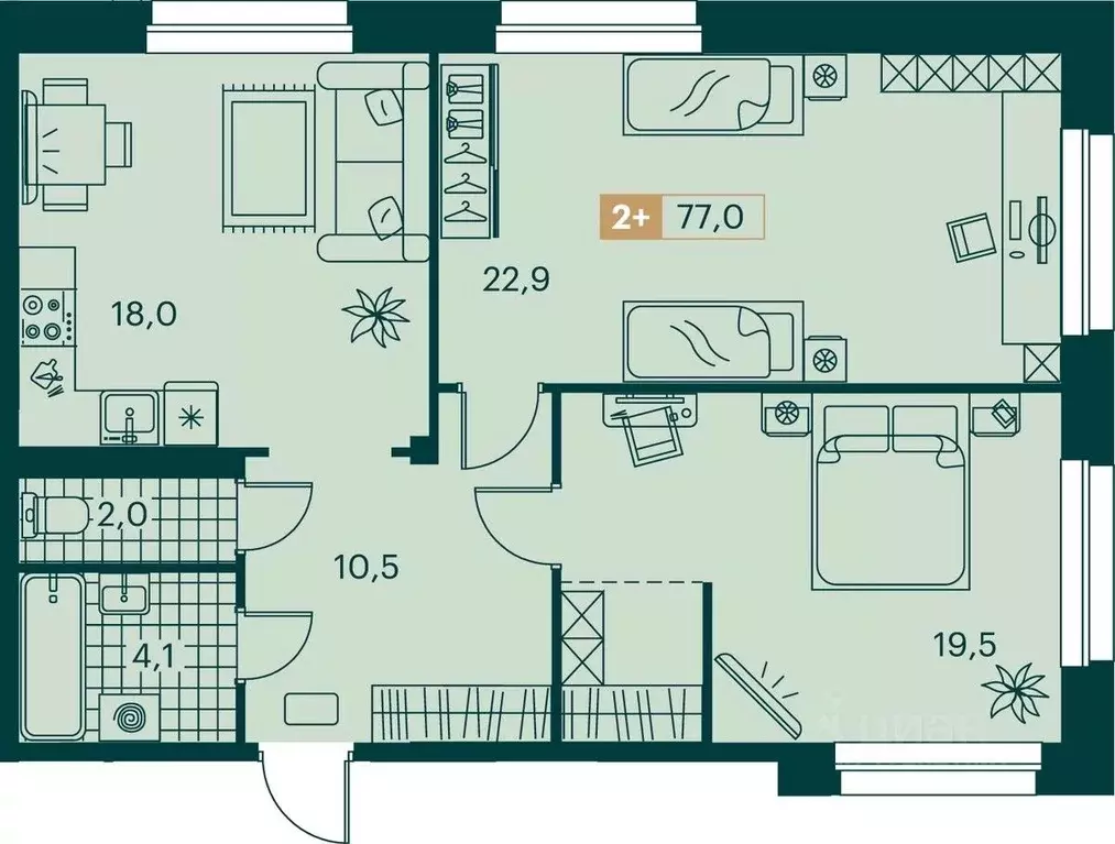 2-к кв. Ямало-Ненецкий АО, Новый Уренгой ул. Газовиков (77.0 м) - Фото 1