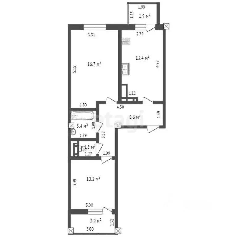 2-к кв. Крым, Евпатория просп. Победы, 85А (52.1 м) - Фото 2