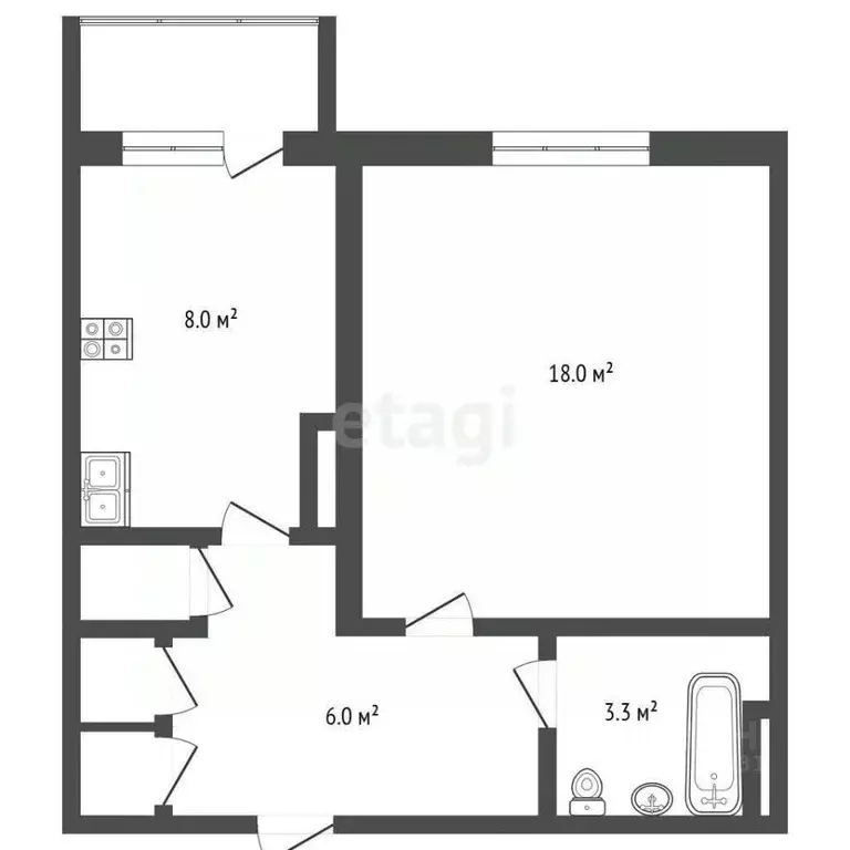 1-к кв. Ямало-Ненецкий АО, Новый Уренгой Восточный мкр, 5/7 (38.5 м) - Фото 1