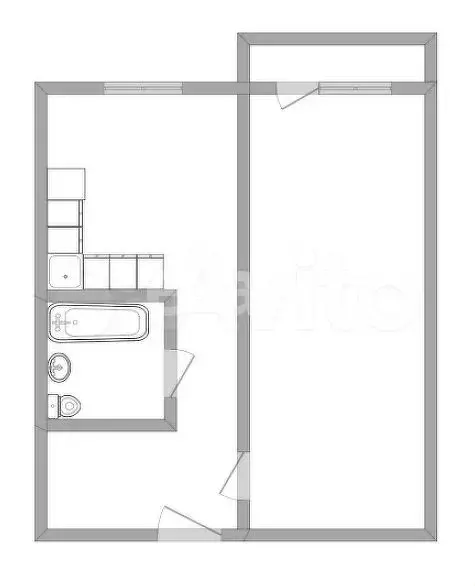 1-к. квартира, 29,7 м, 5/5 эт. - Фото 0
