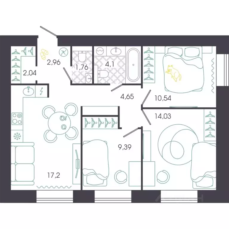 3-к кв. Пензенская область, Пенза Колышлейская ул., 7 (66.67 м) - Фото 1