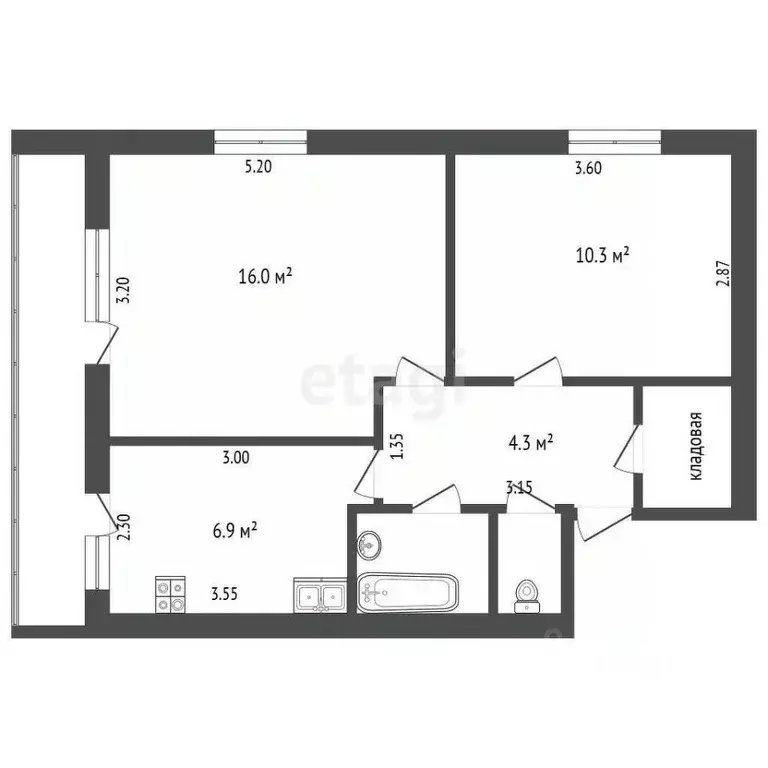 2-к кв. Крым, Симферополь ул. Полины Осипенко (46.3 м) - Фото 2