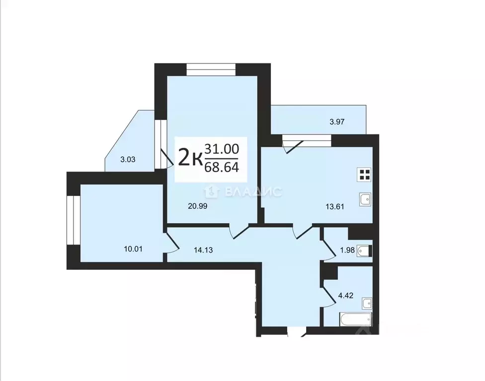 2-к кв. Владимирская область, Владимир ул. Лакина, 2Б (71.85 м) - Фото 0