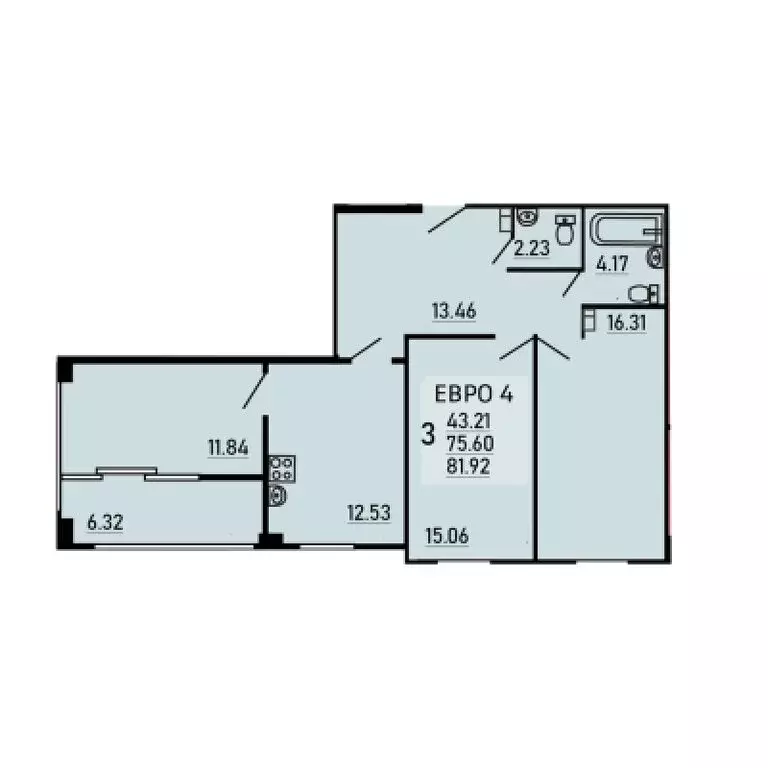 3-комнатная квартира: Липецк, Студёновская улица, 23Б (81.99 м) - Фото 1