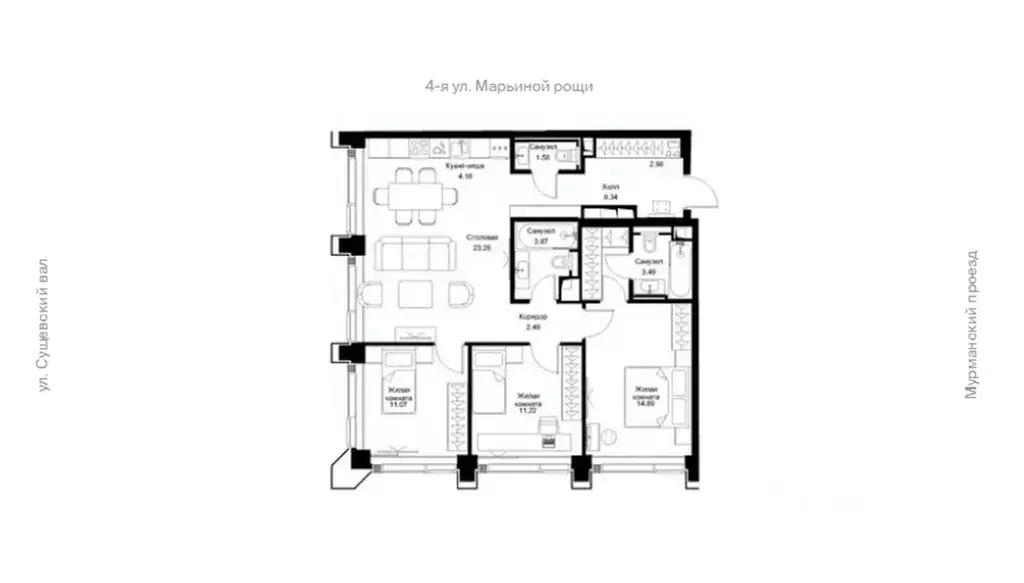 4-к кв. Москва ул. 4-я Марьиной рощи, 12к2 (88.35 м) - Фото 0